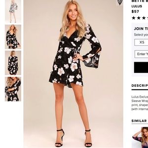 Black Floral Wrap Dress